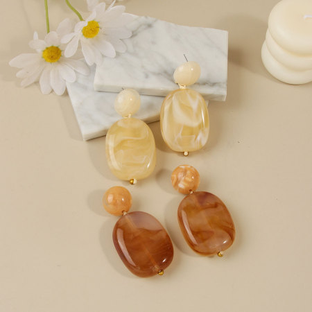 Boucles D'Oreilles Pendantes Pour Femmes, Style Rétro, Forme Irrégulière, Dégradé De Couleurs, En Acier Inoxydable Étanche, Collection Simple Series