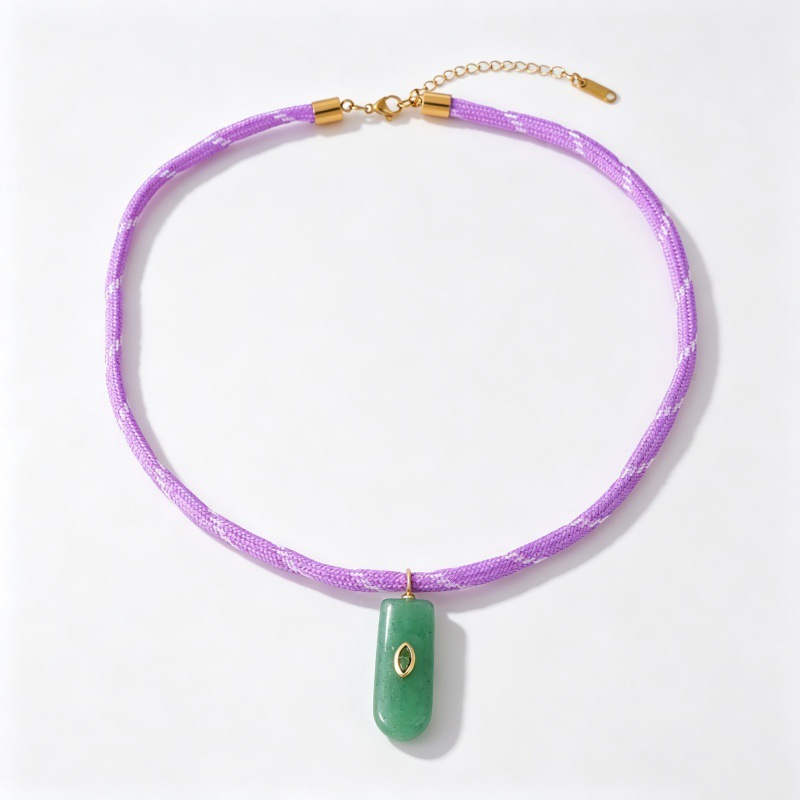 Colliers Pendentifs Pour Femmes, Collection Rétro Classique, Forme Rectangulaire Et Pierres Naturelles Image5