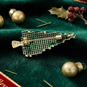 Broches De Noël Rétro En Métal Et Strass De La Luxueuse Collection h5 Image4