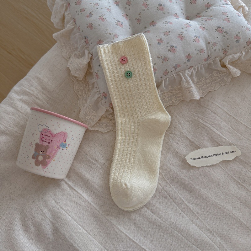 Chaussettes Mi-Mollet Basiques À Léger Rebond Pour Femmes, Couleur Unie