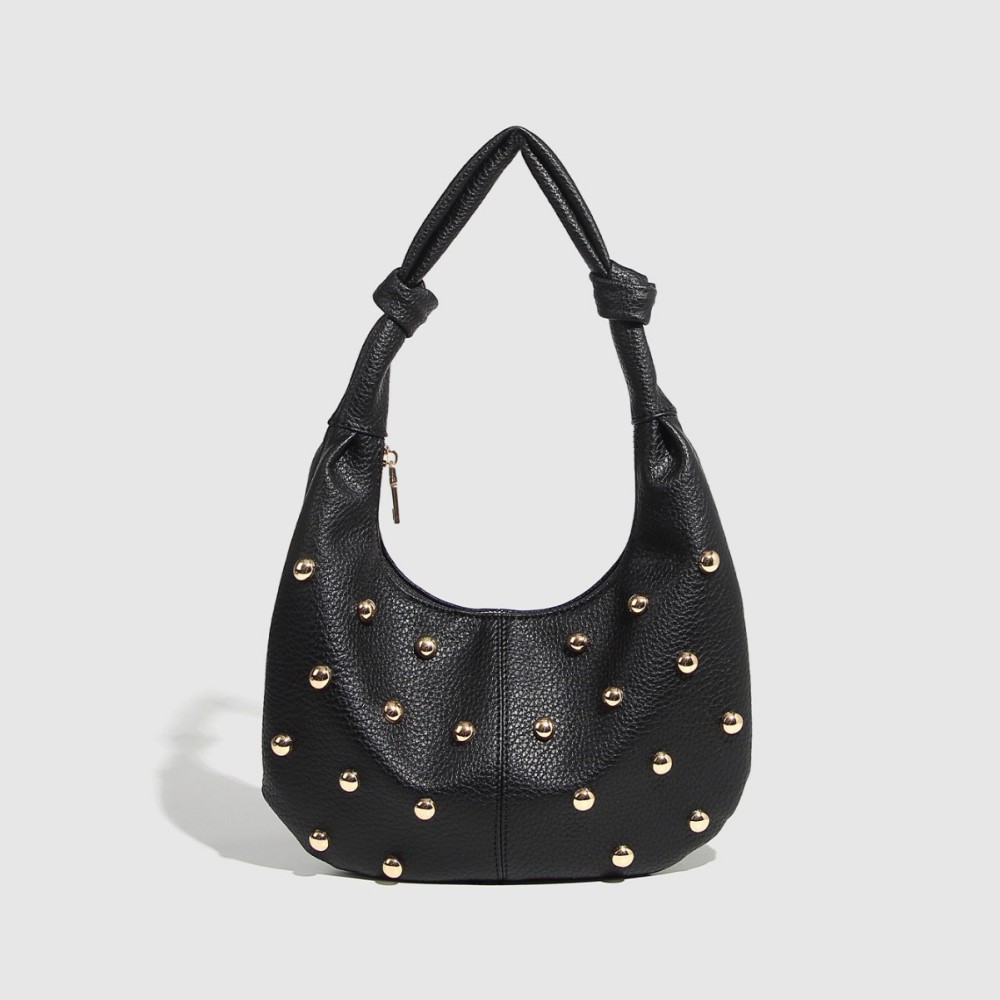 Sacs Bandoulière Femme Style Décontracté Avec Rivets En Métal Et Clous, Couleur Unie, En Pu. Image2