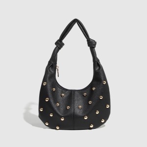 Sacs Bandoulière Femme Style Décontracté Avec Rivets En Métal Et Clous, Couleur Unie, En Pu. h5 Image2