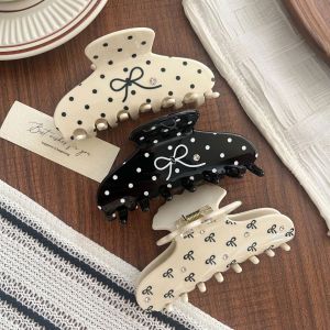 Pinces À Cheveux Simple Series Sweet Bow Knot À Pois En Acétate Et Strass h5 Image2