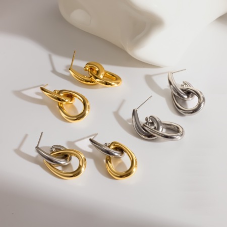 Boucles D'Oreilles Pendantes Pour Femme, En Acier Inoxydable Doré, Forme Géométrique, Étanches