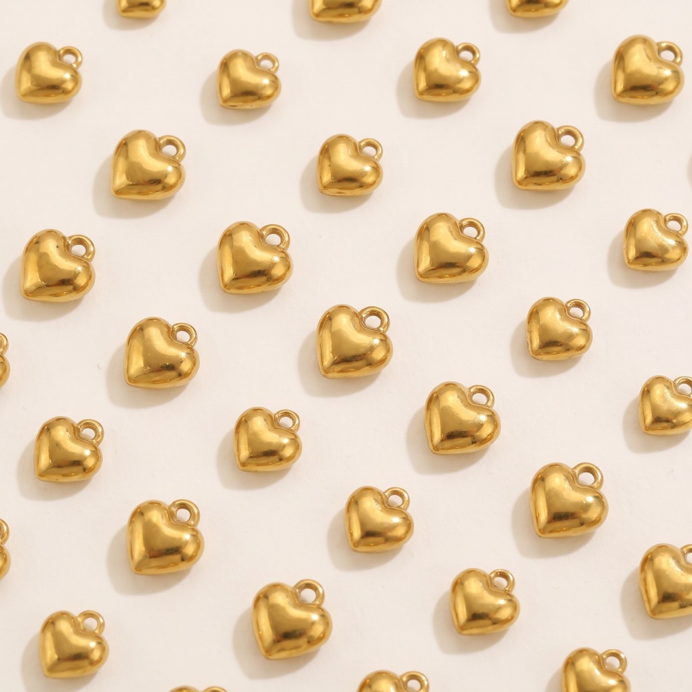 Pendentifs Pour Femmes En Forme De Cœur, Étanches, En Acier Inoxydable, Couleur Or, De La Série Simple À Faire Soi-Même Image3