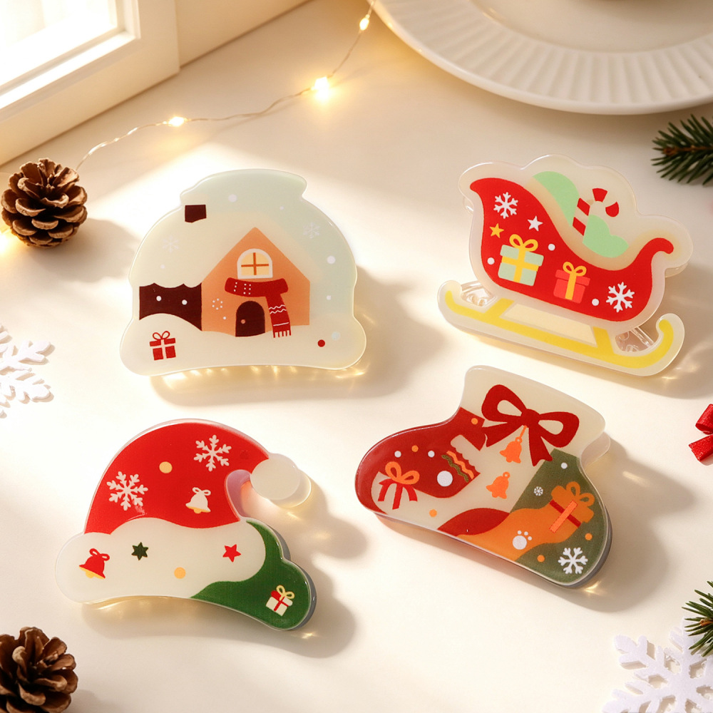 Pinces À Cheveux En Pvc De Noël Mignonnes Et Mignonnes De La Série Simple Image3