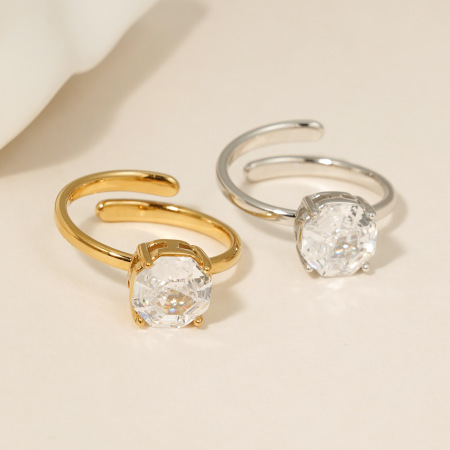 Bagues Pour Femmes En Acier Inoxydable Doré, Étanches, Serties De Zircon Et De Pierres Précieuses (Collection Luxueuse). 2