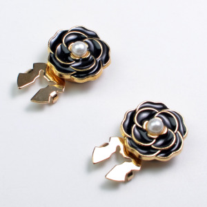 Boutons De Manchette Simple Series Daily Flower En Alliage De Couleur Unie Et Perles Artificielles h5 Image2