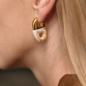 Boucles D'Oreilles Puces Pour Femmes, Style Rétro, Forme Irrégulière, En Acier Inoxydable, Couleur Or, Étanches, Collection Simple Series h5 Image2