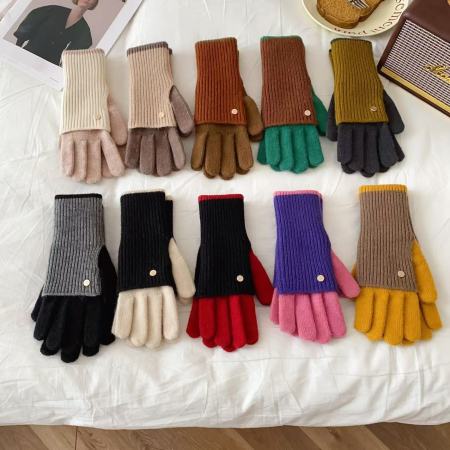 Gants Pour Femmes Simple Series Daily Color Mixed Series En Laine Et Polyester Mélangés