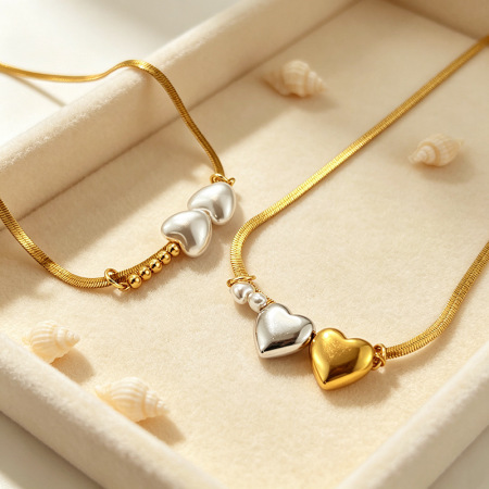 Colliers Pendentifs Pour Femmes, Collection Romantique Rétro En Forme De Cœur, En Acier Inoxydable Étanche, Couleur Or 2