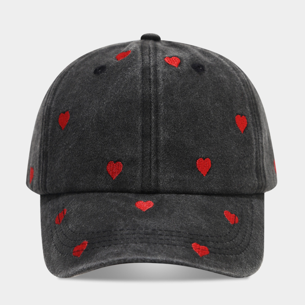 Casquette De Baseball Décontractée En Coton Uni Couleur Cœur, Série Simple 