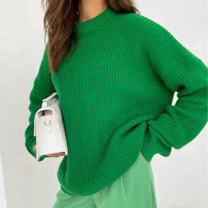 Pull En Maille Épaisse, Coupe Ample Et Décontractée, Couleur Unie h5