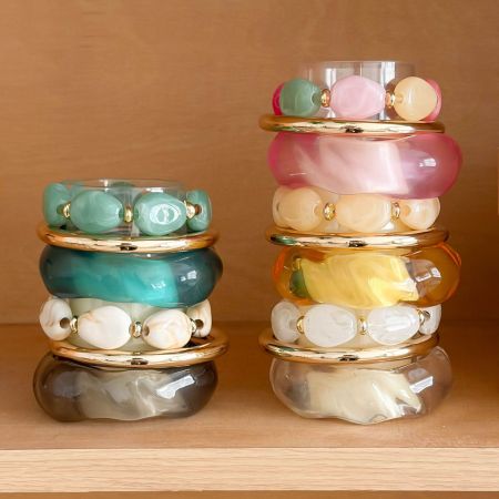 Bracelets Pour Femmes En Résine À Perles Dégradées Ccb
