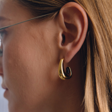 Boucles D'Oreilles Puces Pour Femmes, Collection Simple, Style Rétro, Forme Irrégulière, Dégradé De Couleurs, Acier Inoxydable, Couleur Or, Étanches. 2