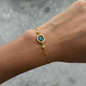 Bracelet À Breloques Pour Femme En Acier Inoxydable Étanche, Forme Elliptique, Couleur Or, Avec Cristal h5 Image2