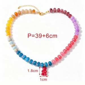 Colliers De Perles Pour Femmes, Collection Romantique Sweet Bear, Dégradé De Couleurs, Pierres Naturelles, Couleur Or h5 Image5