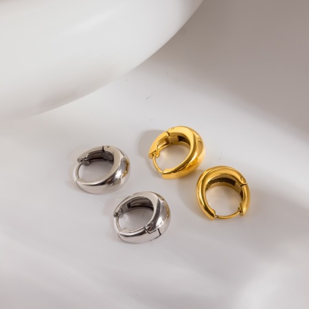 Boucles D'Oreilles Créoles Décontractées Pour Femmes, En Acier Inoxydable Imperméable, Couleur Or