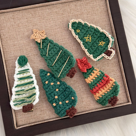 Pinces À Cheveux En Coton Tissé, Motif Plante De Noël Mignon Et Simple 2