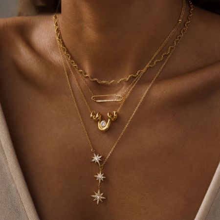 Colliers Pendentifs Pour Femmes, Collection Simple Series, Forme Irrégulière, Soleil, Acier Inoxydable, Étanche, Couleur Or