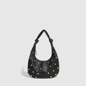 Sacs Bandoulière Femme Style Décontracté Avec Rivets En Métal Et Clous, Couleur Unie, En Pu. h5 