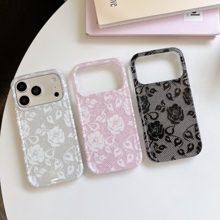 Coques De Téléphone Simples En Dentelle À Motif Floral Et Rose 2