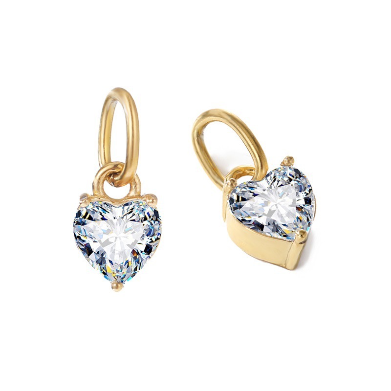 Pendentifs Pour Femmes En Forme De Cœur, En Acier Inoxydable Étanche, Couleur Or Et Zircon, De La Série Simple À Faire Soi-Même Image5