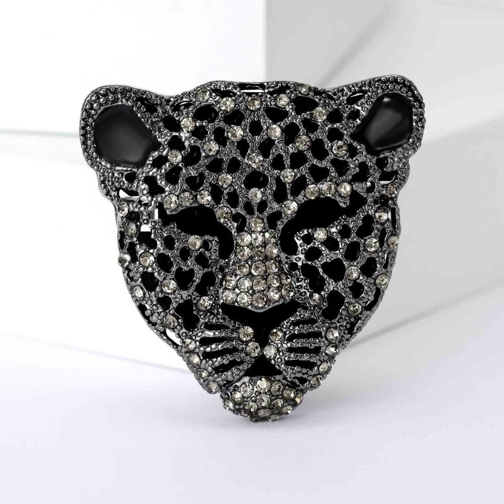 Broches De Luxe Rétro En Métal Et Strass À Imprimé Léopard Image5