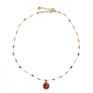Colliers Pendentifs Pour Femmes En Acier Inoxydable, Pierre Naturelle, Couleur Or, Perles Daily Droplet De La Série Classique h5 Image5