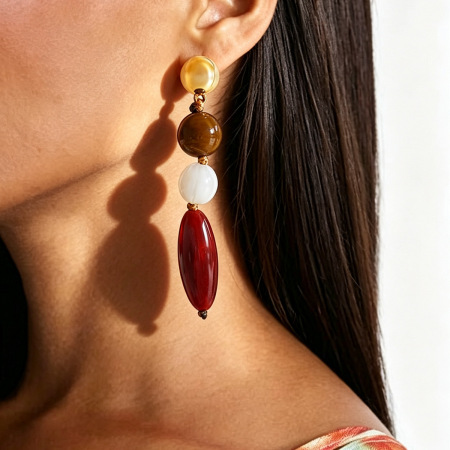 Boucles D'Oreilles Perles Rétro En Résine Pour Femmes, Collection Classique