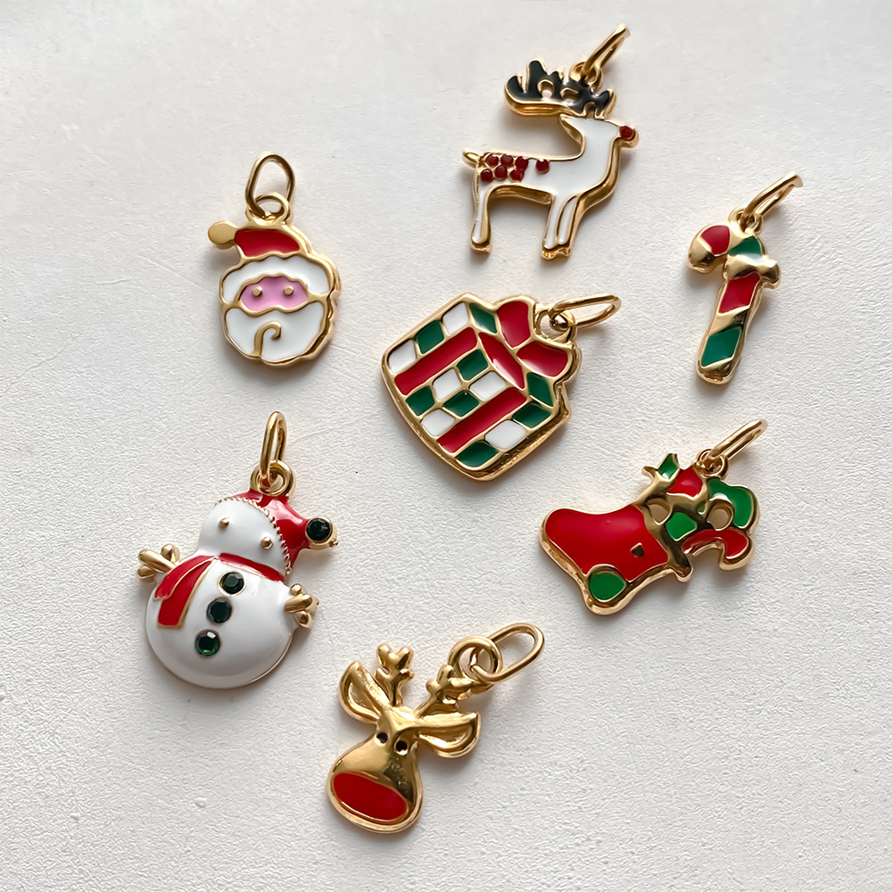 Pendentifs De Noël Classiques À Faire Soi-Même Pour Femmes, En Acier Inoxydable Étanche, Couleur Or Image2