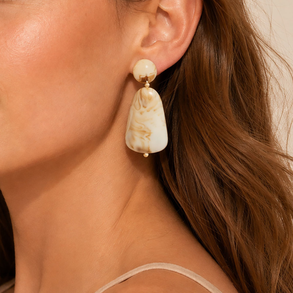 Boucles D'Oreilles Pendantes Pour Femmes, Style Rétro, Forme Irrégulière, Dégradé De Couleurs, En Acier Inoxydable Étanche, Collection Simple Series h5Image3