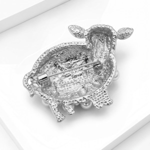 Broches De Luxe En Métal Uni, Ornées De Strass Et De Perles Artificielles, Représentant Un Agneau Mignon. h5 Image3