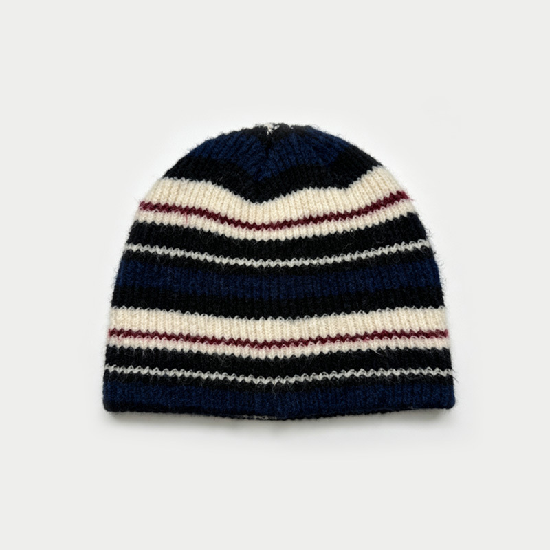 Bonnet Simple Series Casual Stripe En Laine Et Polyester Multicolore 
