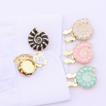 Boutons De Manchette Simple Series Daily Color Solid Style Oceanic Shell Alloy 2