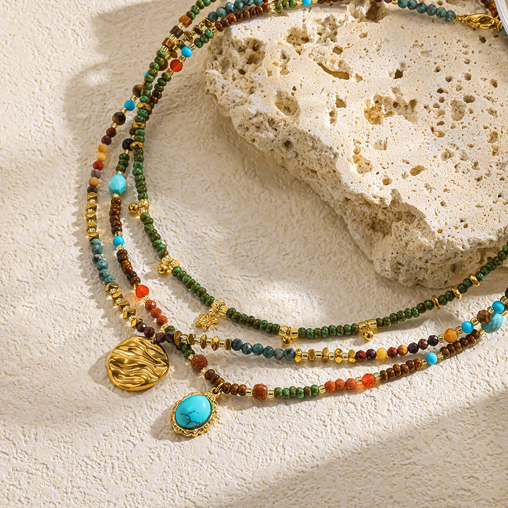 Colliers De Perles Rétro Classiques En Forme De Fleur, De Couleur Or Et De Pierre Naturelle, Pour Femmes h5Image3