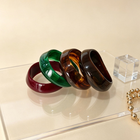 Bracelets Pour Femmes En Acrylique, Forme Irrégulière Rétro, Couleur Dégradée, Collection Simple