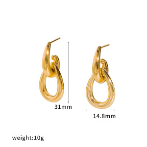 Boucles D'Oreilles Pendantes Pour Femme, En Acier Inoxydable Doré, Forme Géométrique, Étanches h5 