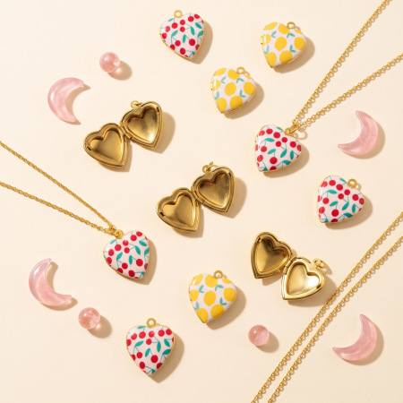 Pendentifs Pour Femmes En Acier Inoxydable, Couleur Or, En Forme De Cœur Et De Cerise, À Faire Soi-Même (Série Simple)