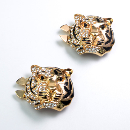 Boutons De Manchette En Métal À Motif Léopard Uni, Ornés De Strass, Collection Rétro De Luxe 2