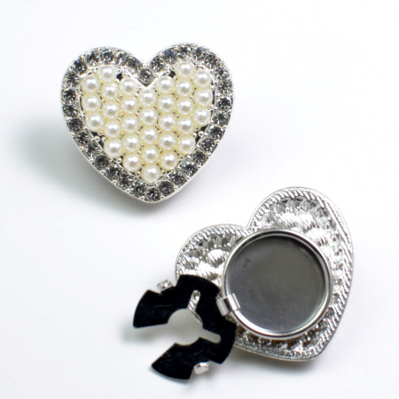 Boutons De Manchette Simple Series Daily Heart En Alliage, Strass Et Perles Artificielles 2