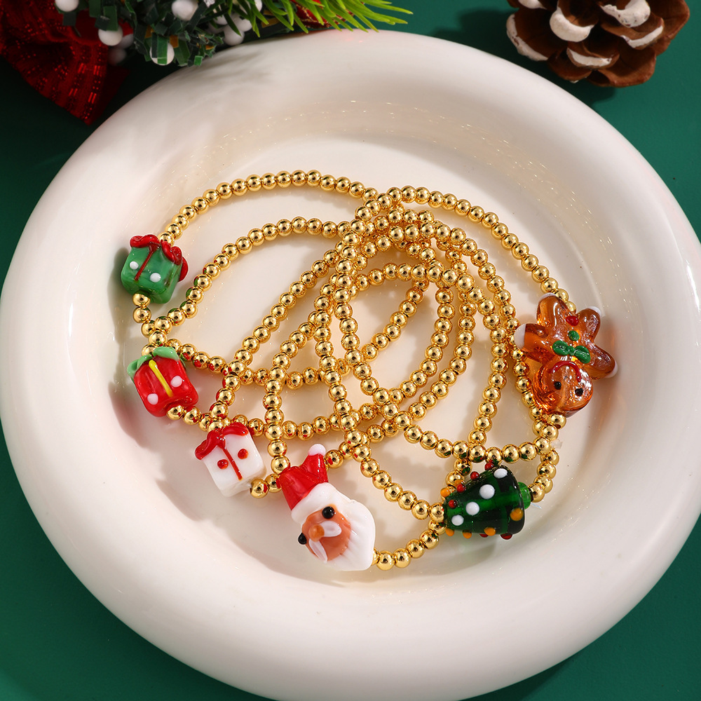 Bracelets De Perles De Noël Mignons Et Simples, Couleur Cuivre Et Or, Pour Femmes Image3