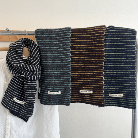 Écharpes D'Hiver En Polyester À Rayures Quotidiennes De Couleur Assortie, Collection Simple Series 2