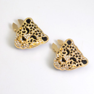 Boutons De Manchette De Luxe En Métal À Imprimé Léopard Rétro Et Strass h5 Image4