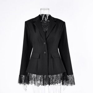 Vestes Et Manteaux Élégants Unis À Empiècements En Dentelle, Coupe Ajustée h5