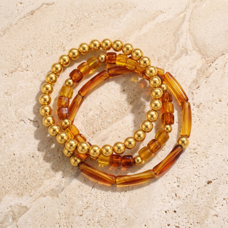Bracelets De Perles Rétro Simples En Acrylique À Dégradé De Couleurs Pour Femmes 2