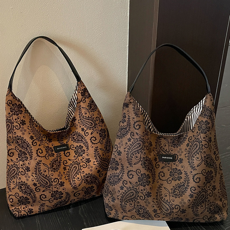 Sacs À Bandoulière Carrés Pour Femmes En Daim Imprimé Cachemire Uni Style Bohème Image3