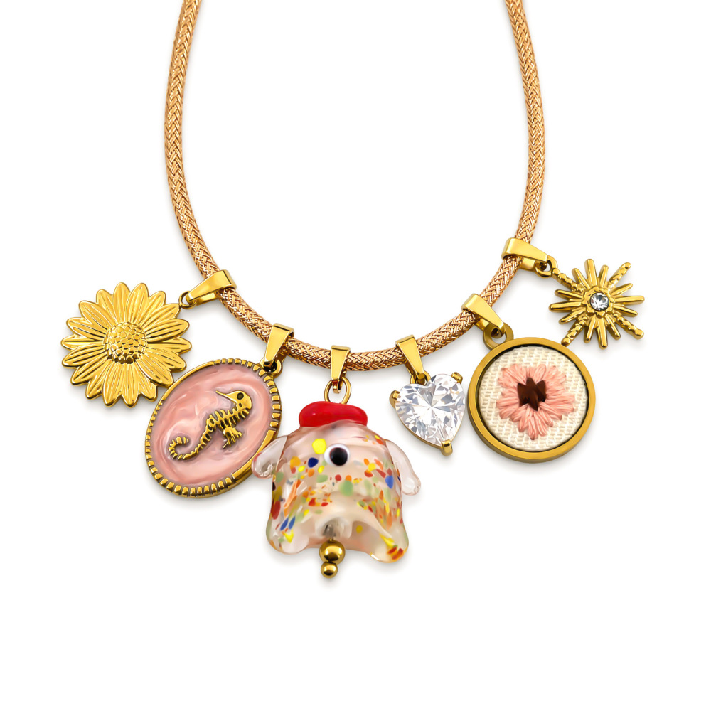 Colliers Pendentifs Pour Femmes Simple Series Daily Flower, Forme Irrégulière, En Acier Inoxydable Étanche, Couleur Or Image3