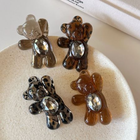 Pinces À Cheveux Simples, Mignonnes, À Motif Léopard Dégradé, En Acétate Et Strass