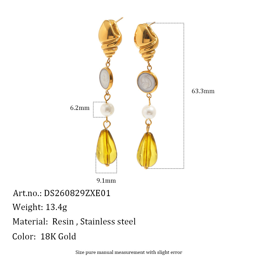 Boucles D'Oreilles Pendantes En Acier Inoxydable Doré, Imperméables, Avec Perles Artificielles, Collection Romantique 